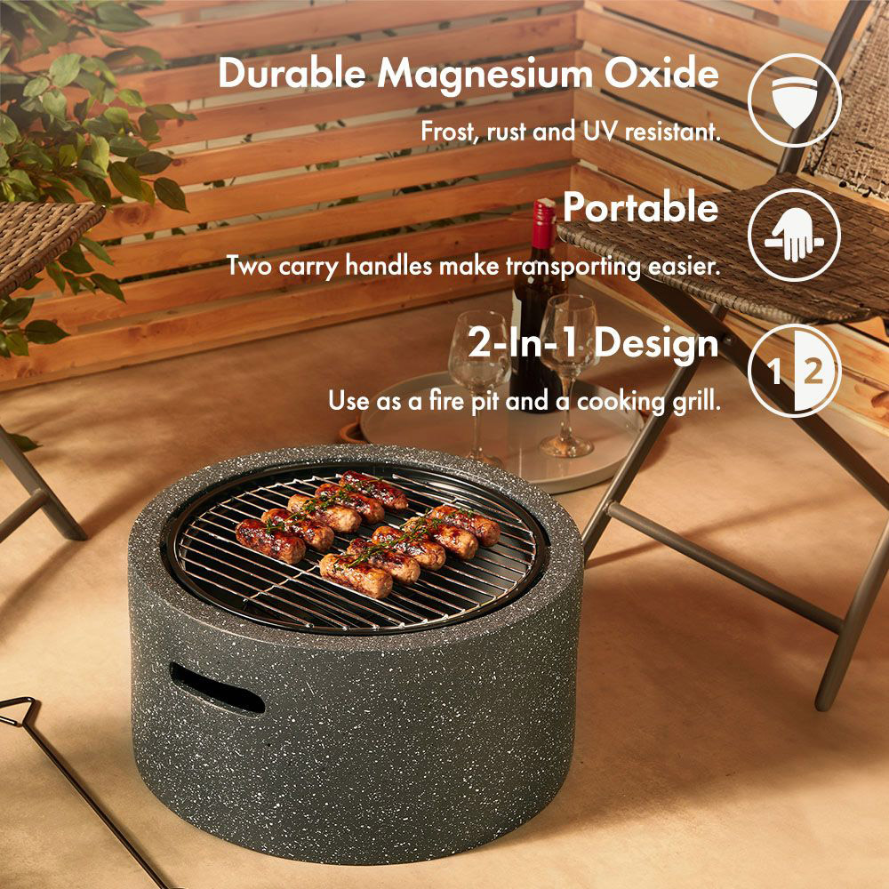 VonHaus 2 in 1 Firepit with BBQ Cooking Grill Image 2