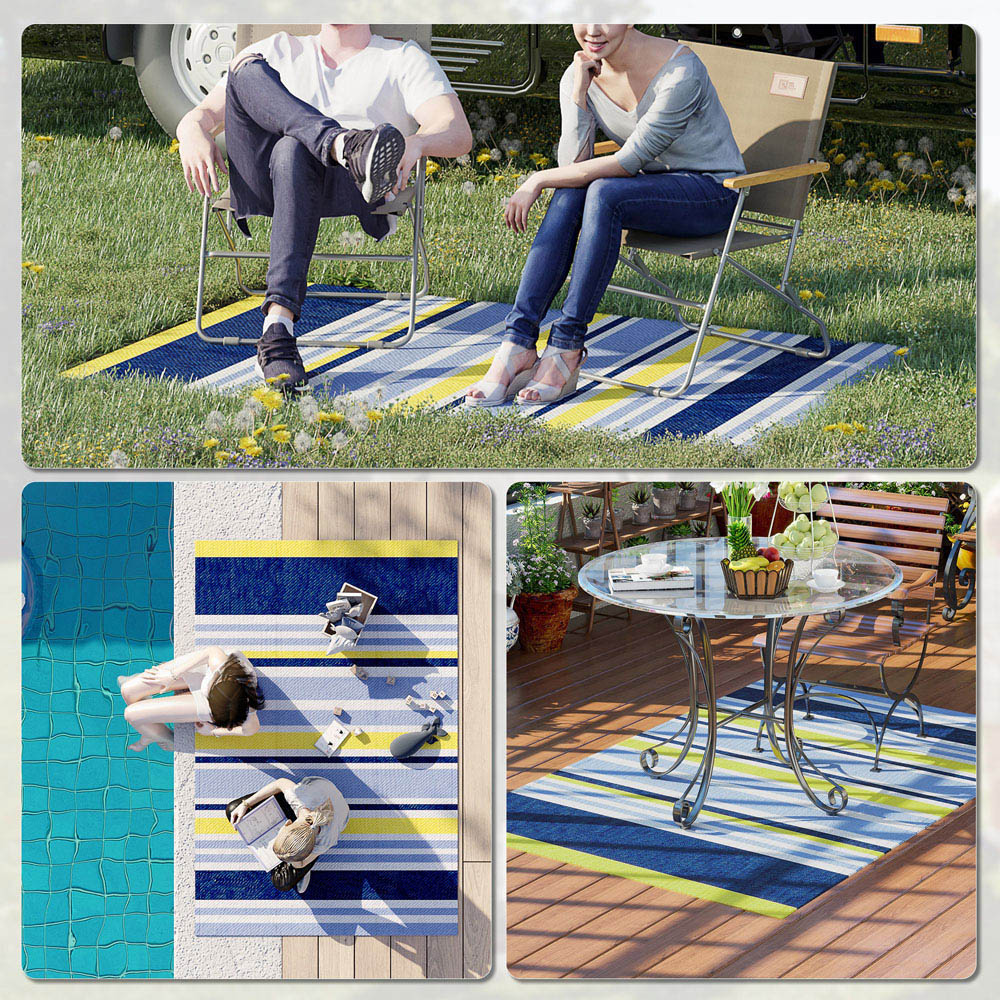 Outsunny Multicolour Outdoor Reversible Rug 121 x 182cm Image 5