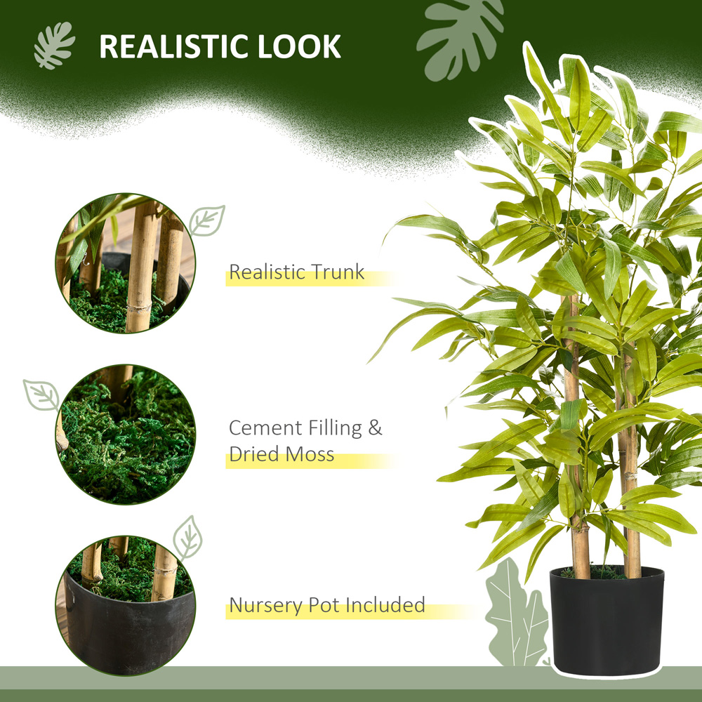 HOMCOM Green Bamboo Tree Artificial Plant in Pot Image 4
