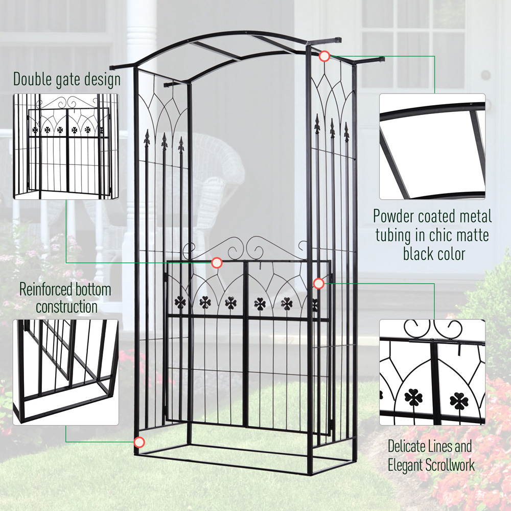Outsunny 6.9 x 4.2 x 1.6ft Garden Arch with Gate and Trellis Sides Image 6