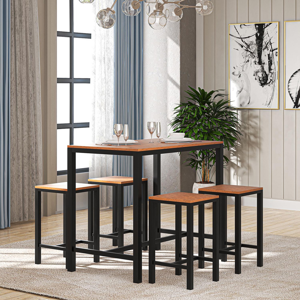 Camden 4 Seater Dining Set Brown and Black Image 6