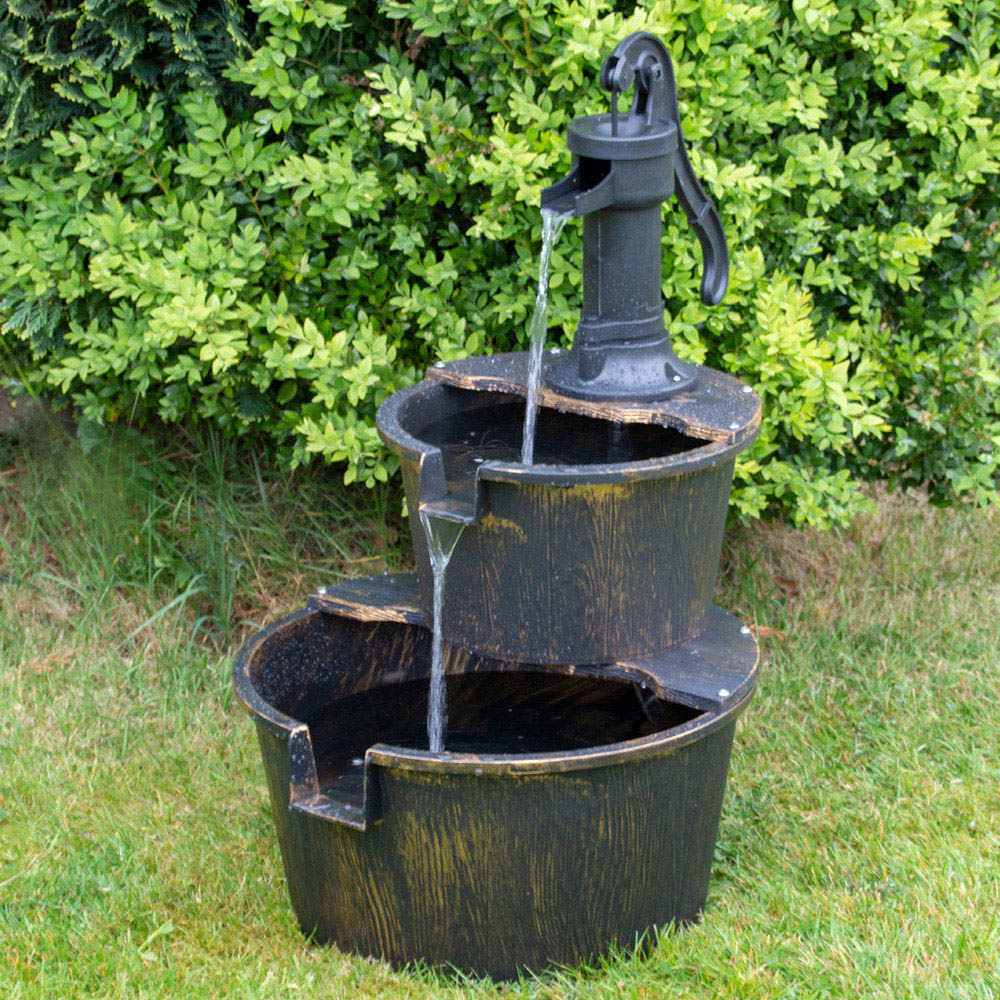 Gardenkraft 2 Tier Barrel Water Feature with 2.55m Cable Image 4