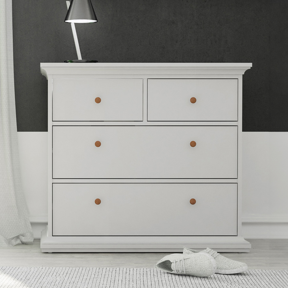 Florence Paris 4 Drawer White Chest of Drawers Image 1