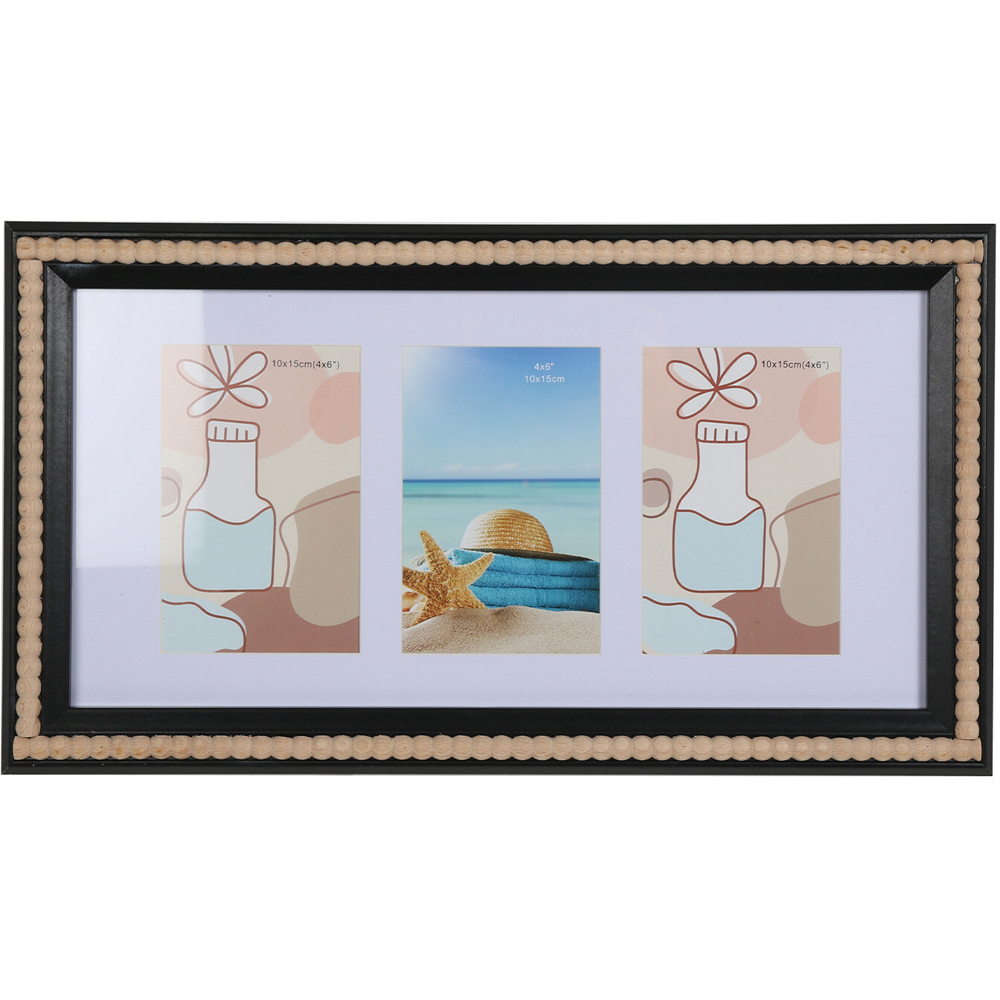 The Port Co. Gallery Black 3 Picture Collage Photo Frame 18 x 10 inch Image