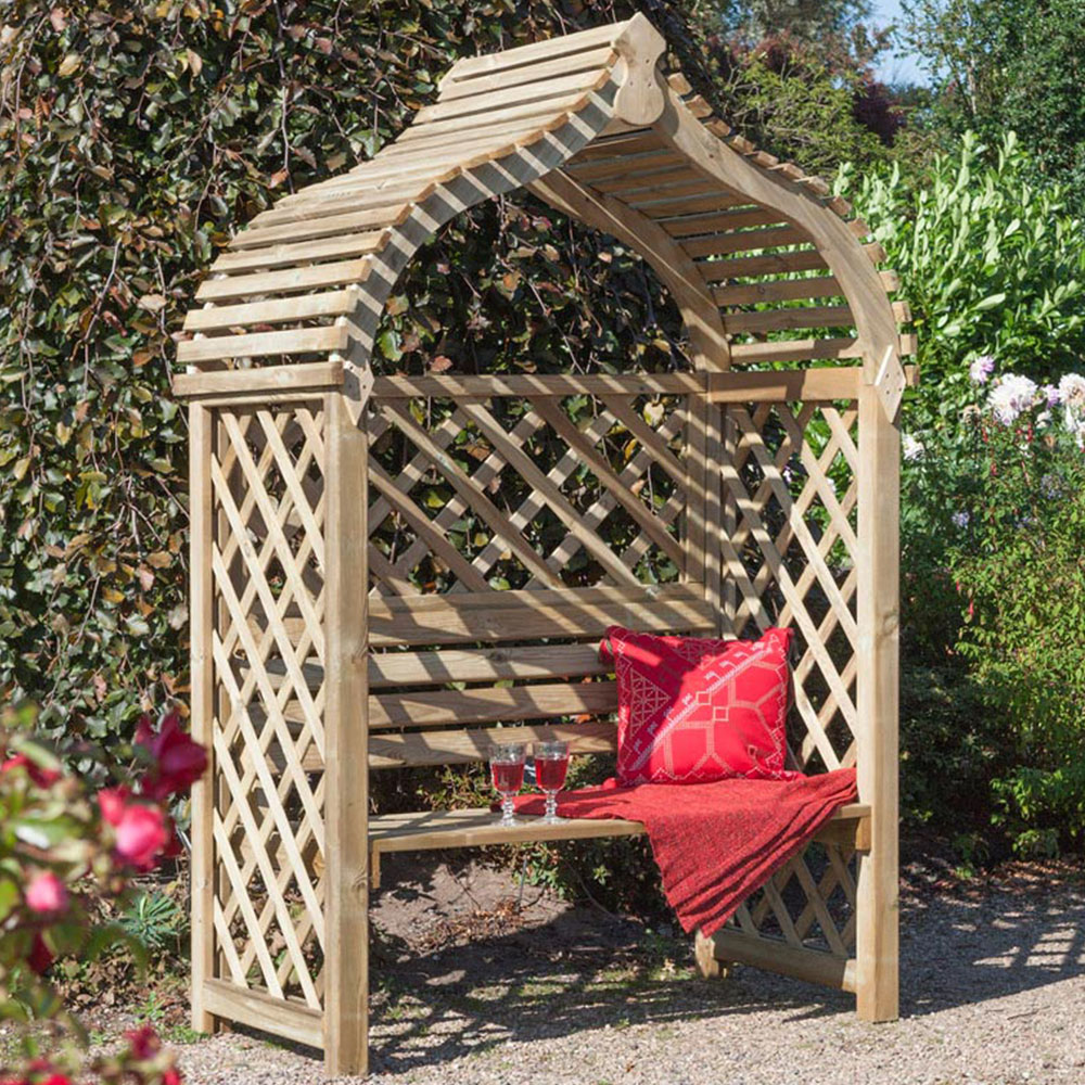Rowlinson Jaipur 2 Seater Natural Arbour with Slatted Roof Image 1