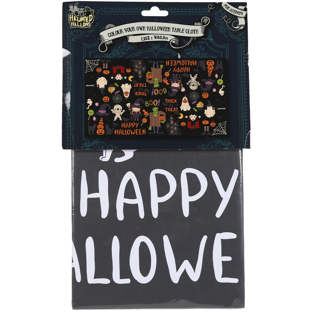 Haunted Hallows Colour Your Own Halloween Black Table Cloth Kit Image