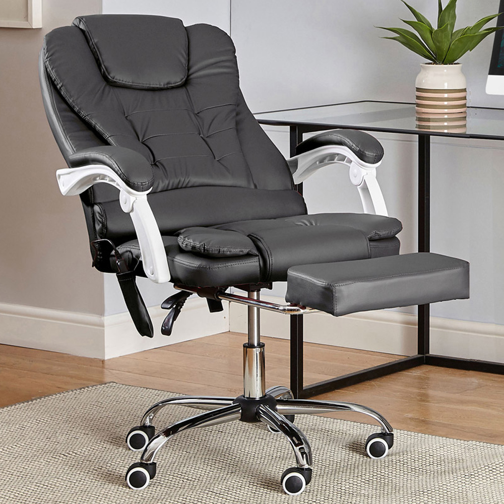 Neo Dark Grey Faux Leather Swivel Massage Office Chair Image 1