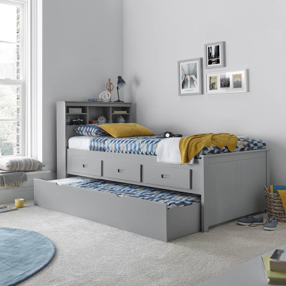 Veera Grey 3 Drawer Guest Bed with Spring Mattress Image 6