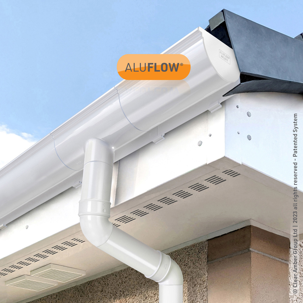 Aluflow White Gutter Deep Right Hand Stop End Image 2