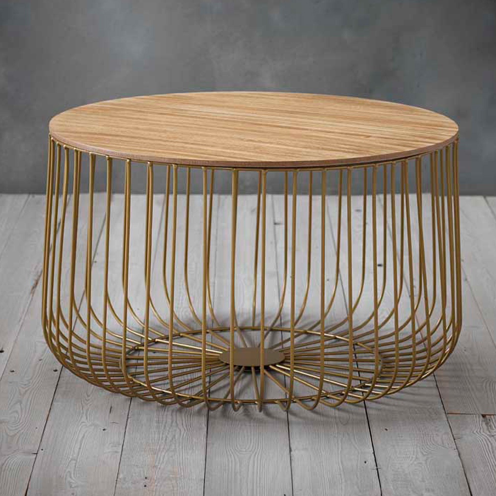 Enzo Solid Oak Large Cage Side Table Image 1