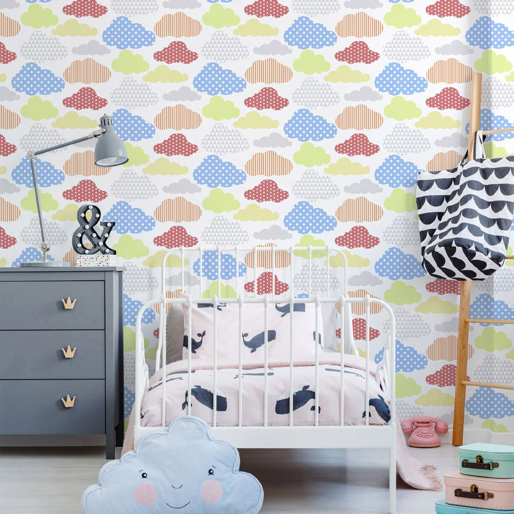 Graham & Brown Marshmallow Brights Clouds Multicolour Wallpaper Image 3