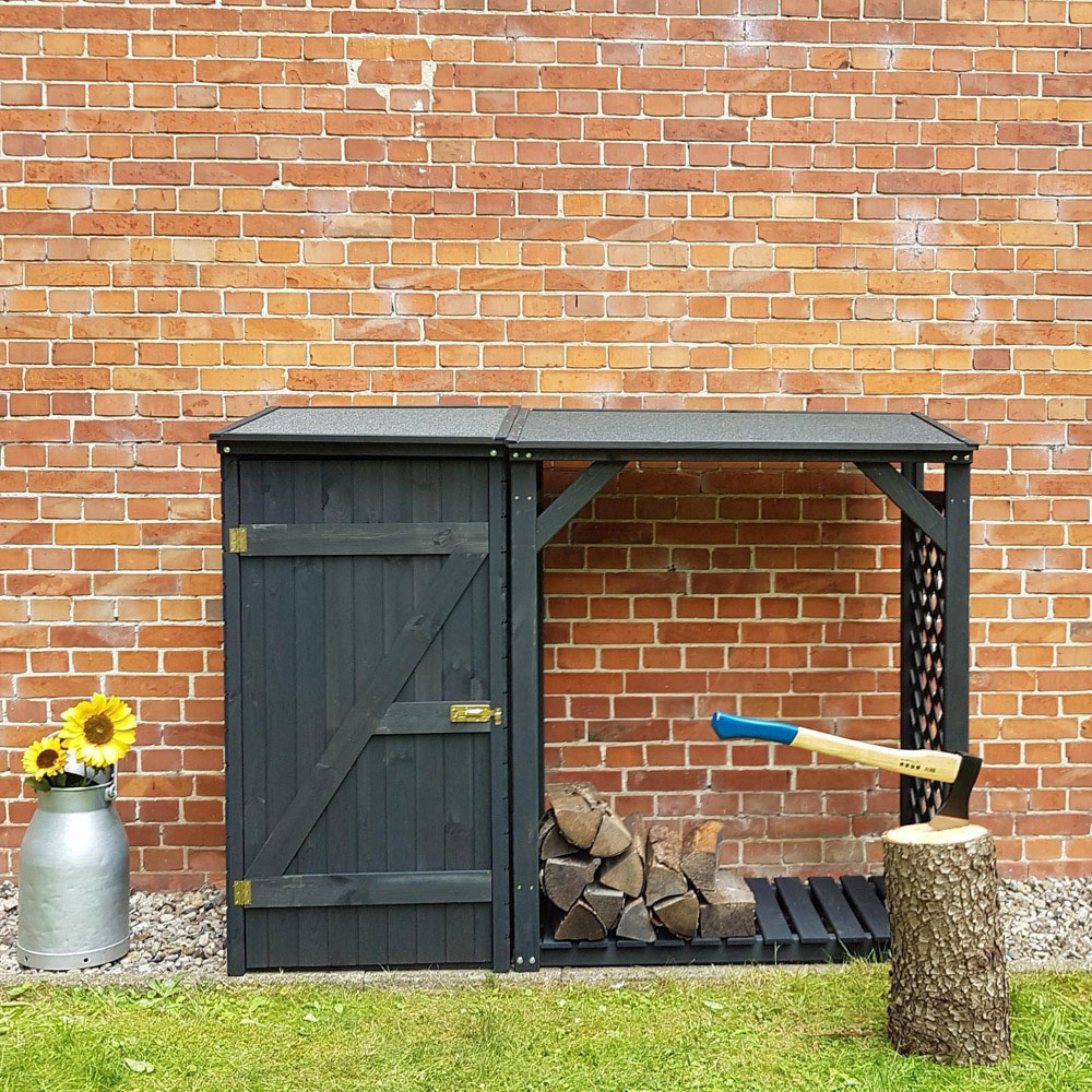 Promex Anthracite Log Store and Garden Tool Shed Image 5