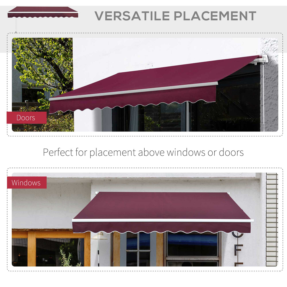 Outsunny Red Manual Retractable Awning 3 x 2.5m Image 6