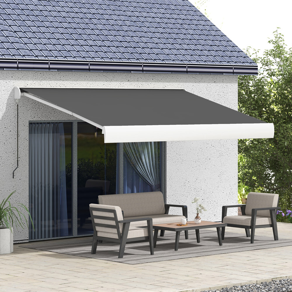 Outsunny Black Electric Retractable Awning 4 x 3m Image 1