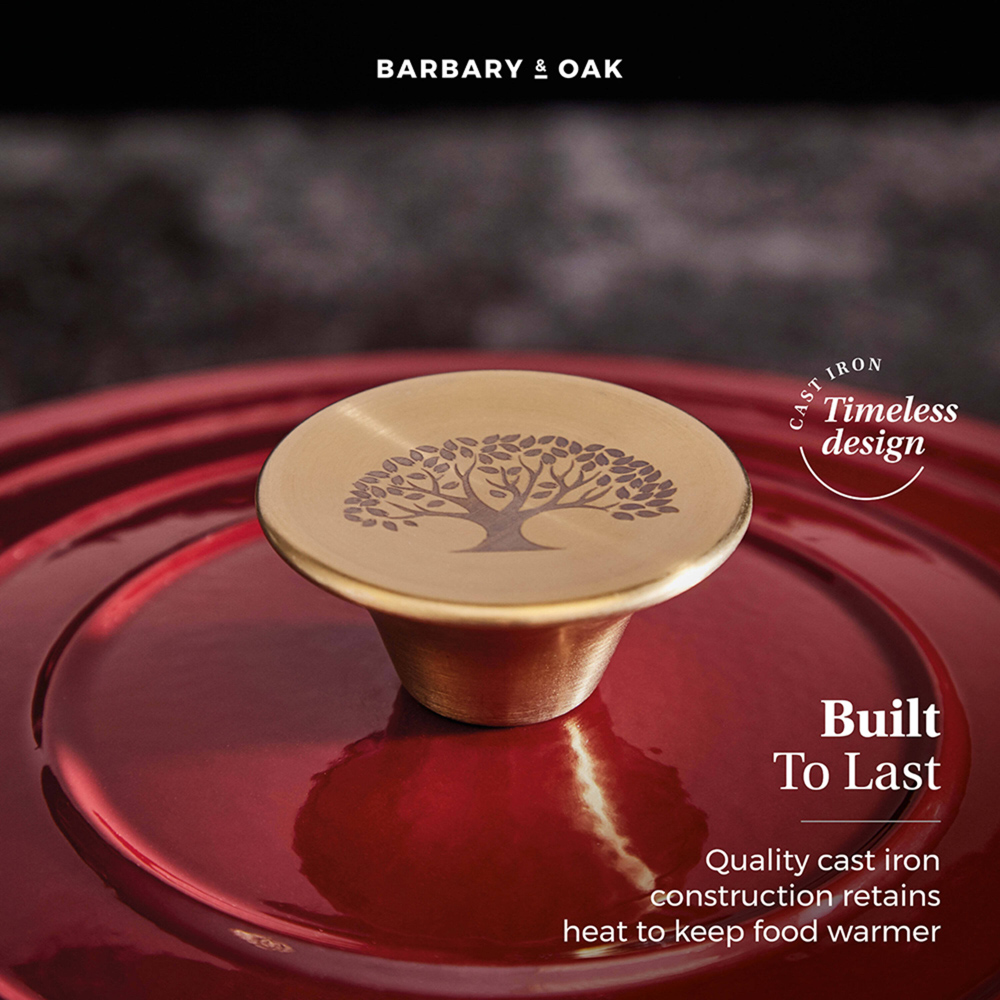 Barbary and Oak 24cm Red Cast Iron Round Casserole Image 3