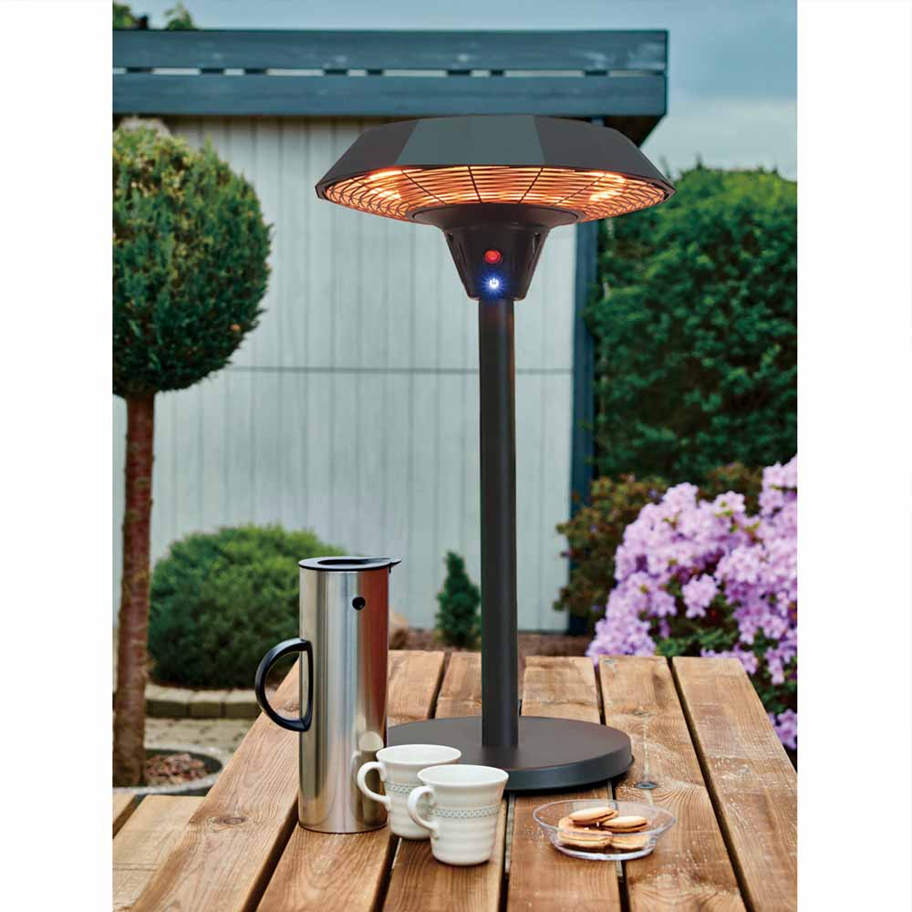 Charles Bentley Electric Table Top Patio Heater 2000W Black Image 2