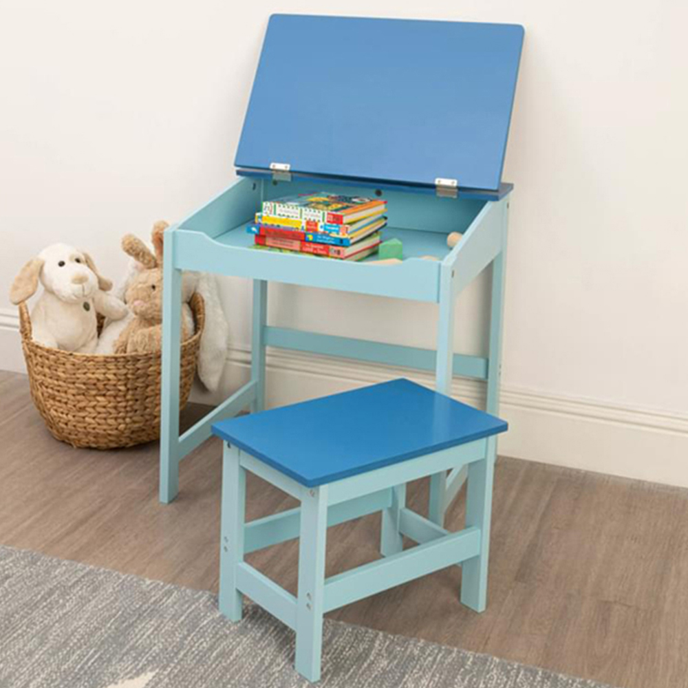 Premier Housewares Kids Blue Desk and Stool Image 1