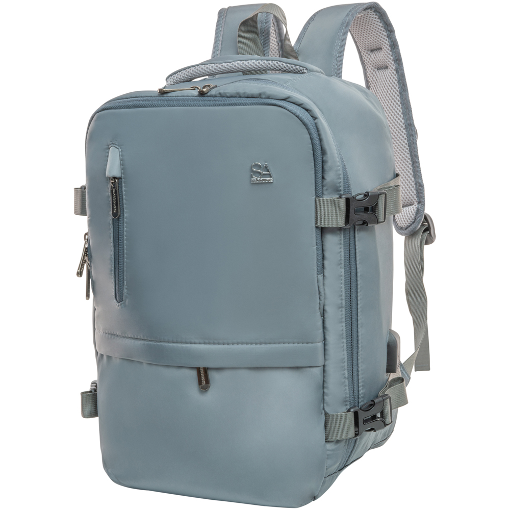 SA Products Grey Cabin Backpack with USB Port and Trolley Sleeve Image 1