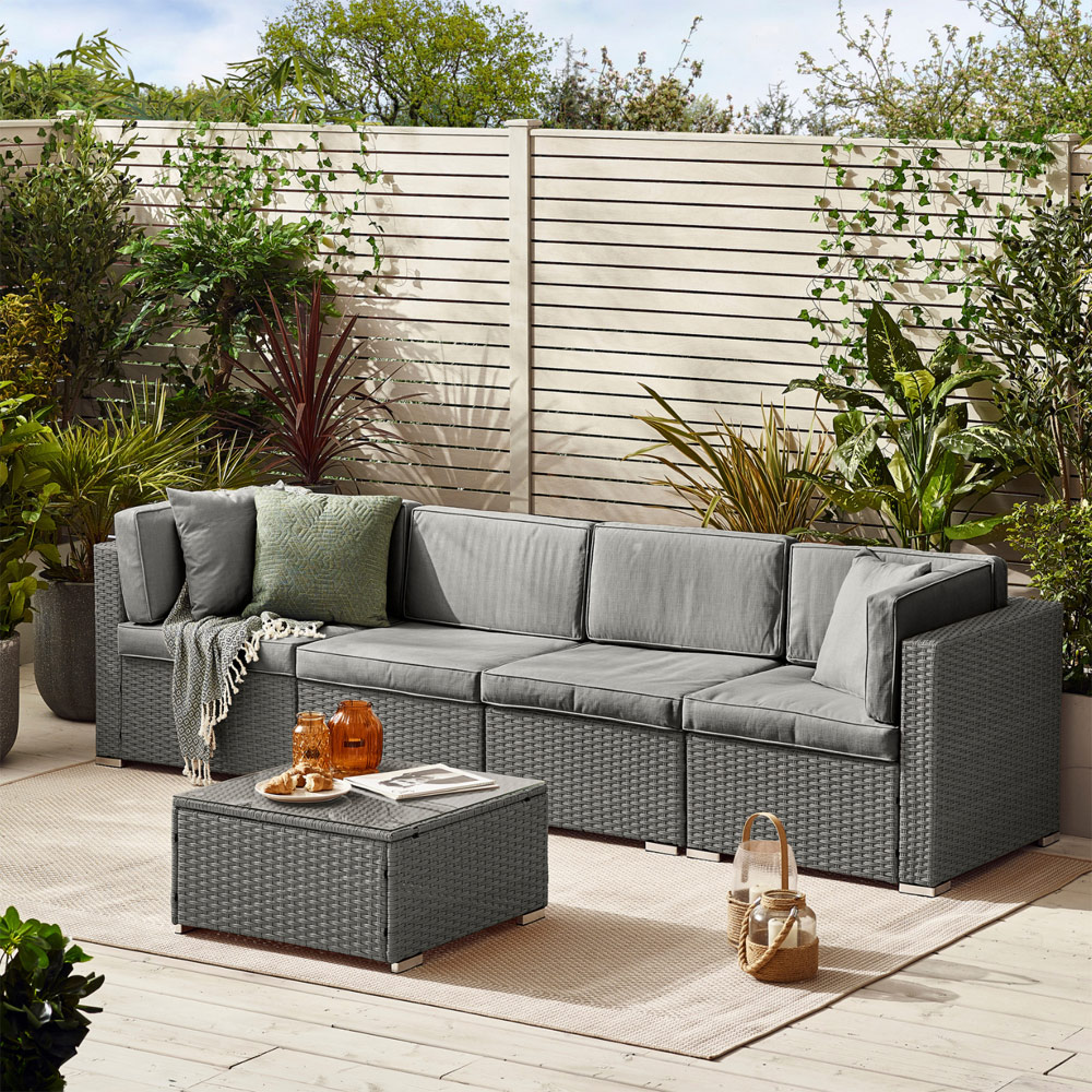 Windermere 4 Seater Grey Rattan Sofa Lounge Set Image 5