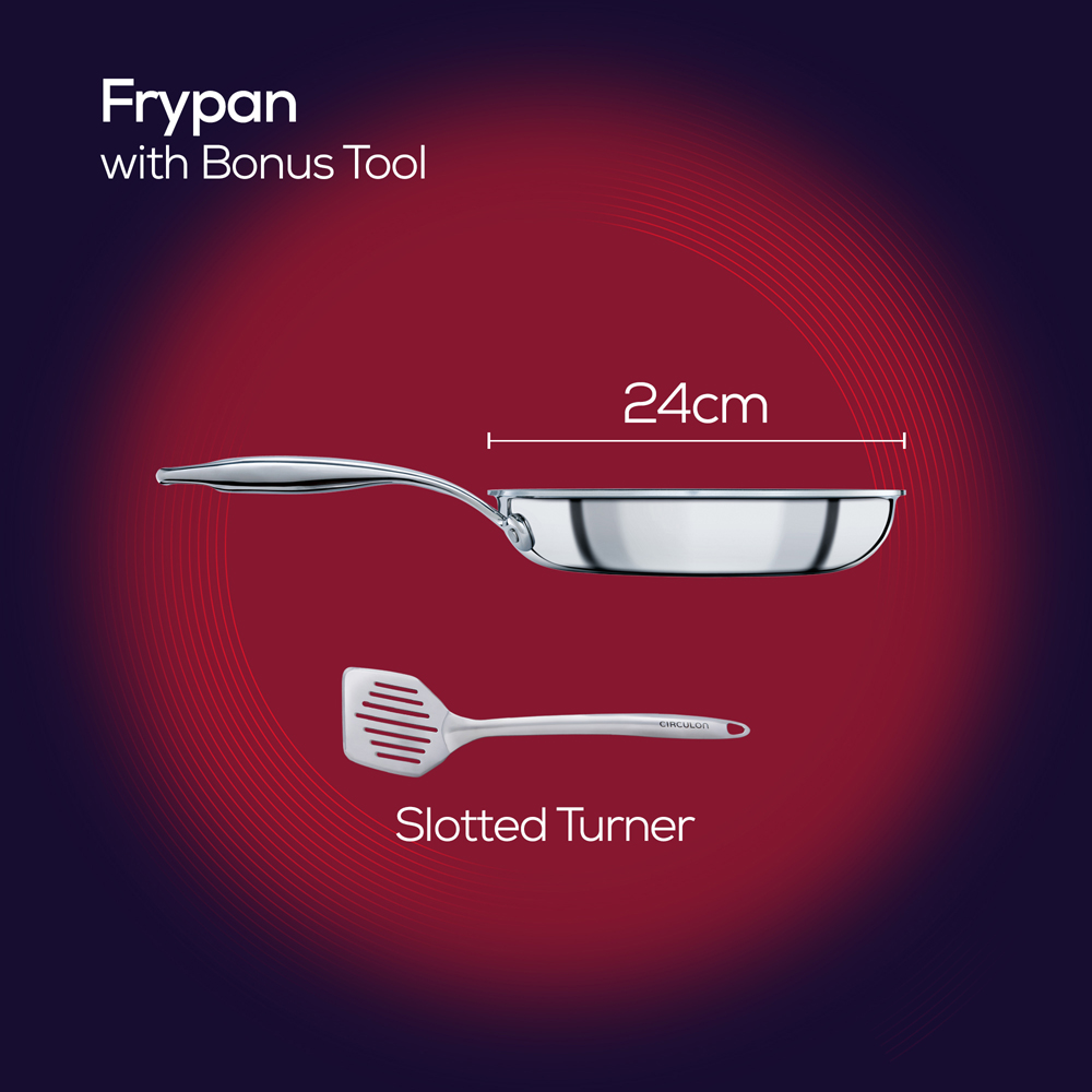 Circulon Steel Shield S Series 24cm Nonstick Stainless Steel Frying Pan with Slotted Turner Image 7
