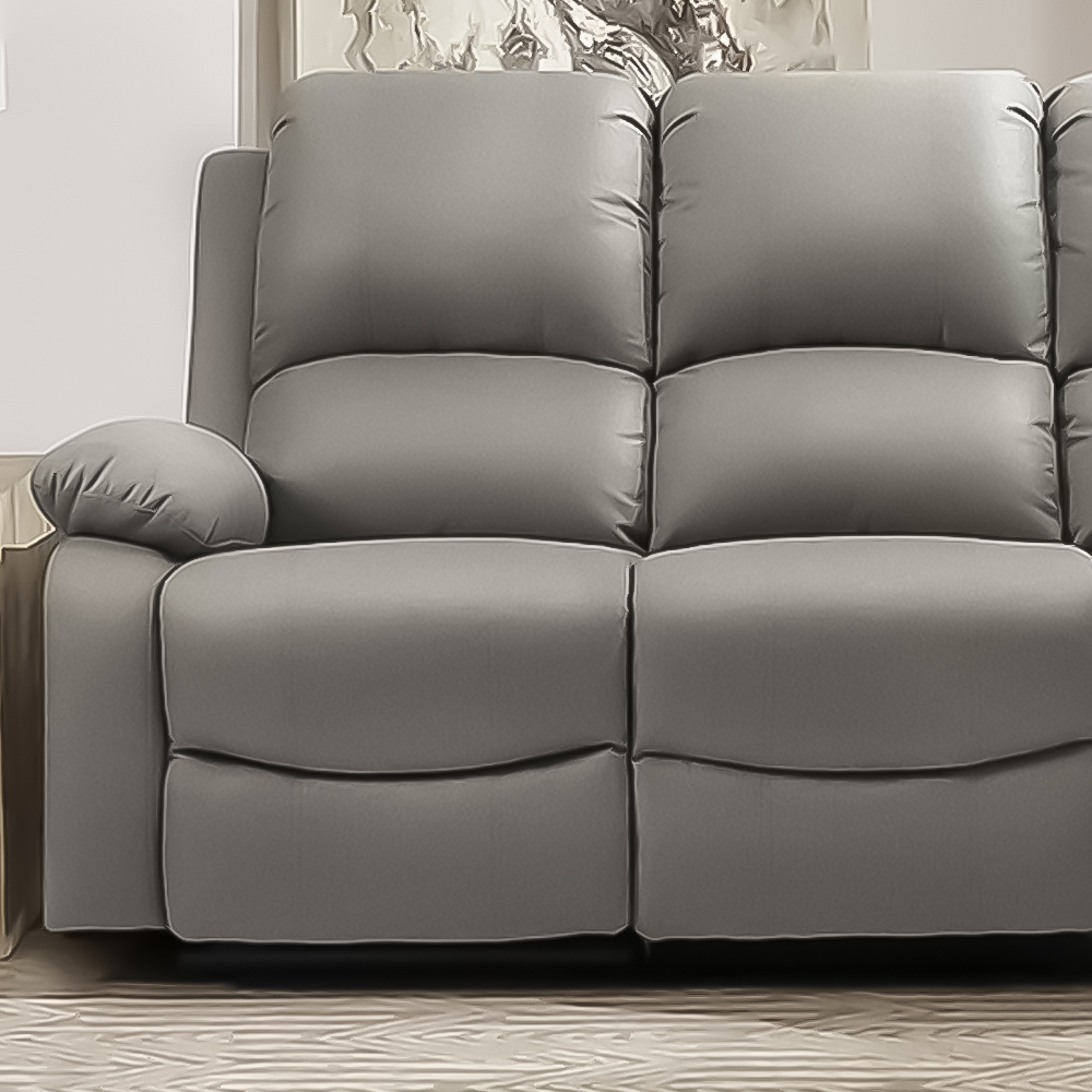 Brooklyn Luxury 3 Seater Light Grey Linen Recliner Sofa Image 2