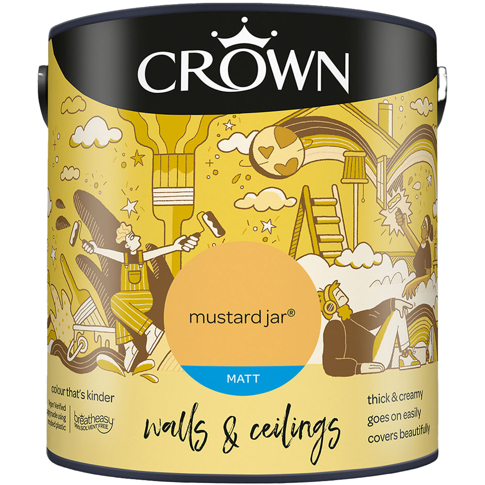 Crown Breatheasy Walls & Ceilings Mustard Jar Matt Emulsion Paint 2.5L Image 2