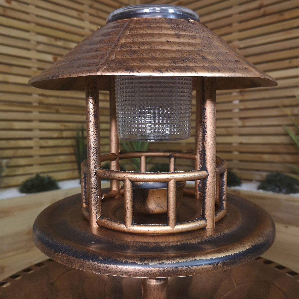 Bronze Effect Resin Garden Bird Bath and Table with Light Image 5