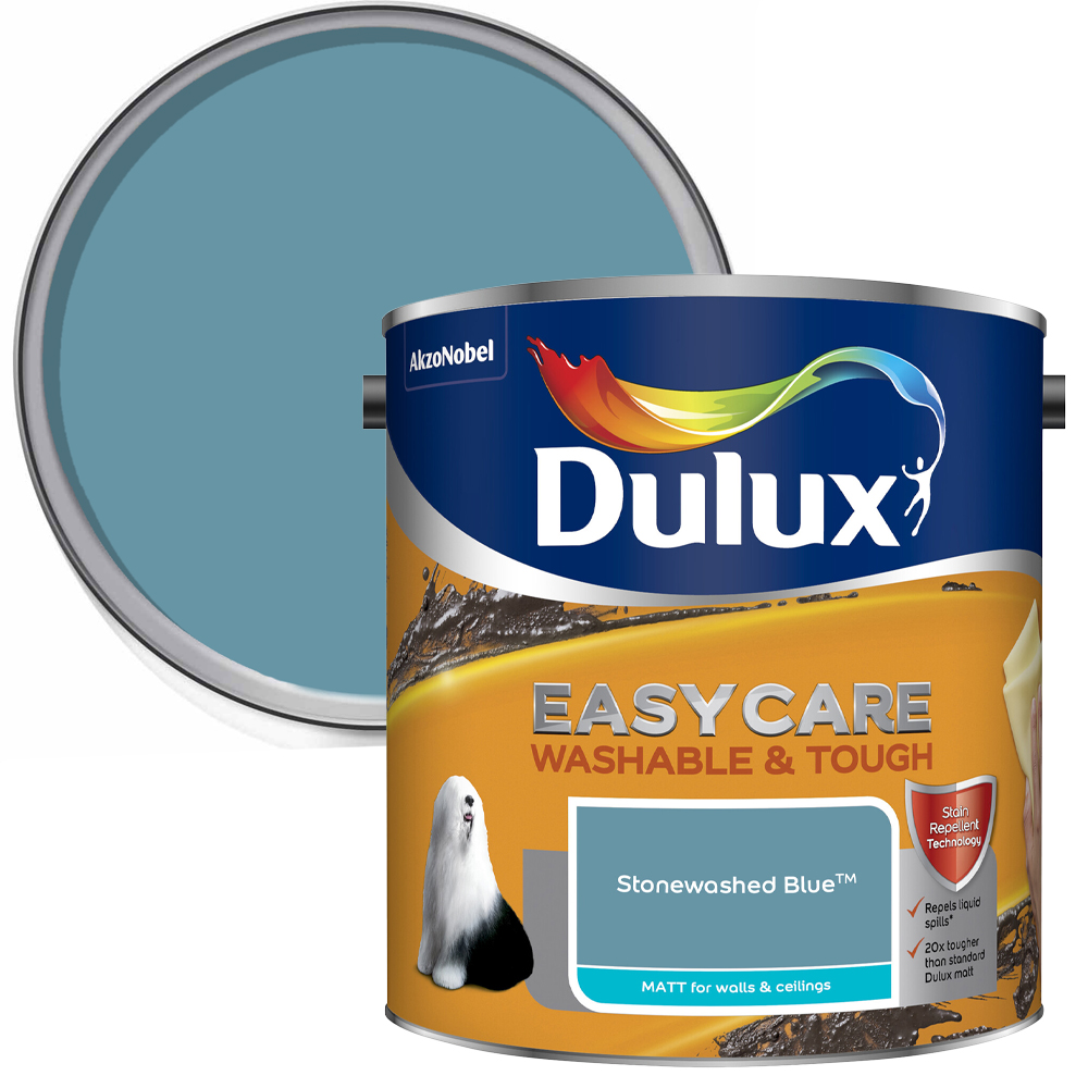 Dulux Easycare Washable & Tough Stonewashed Blue Matt Paint 2.5L Image 1