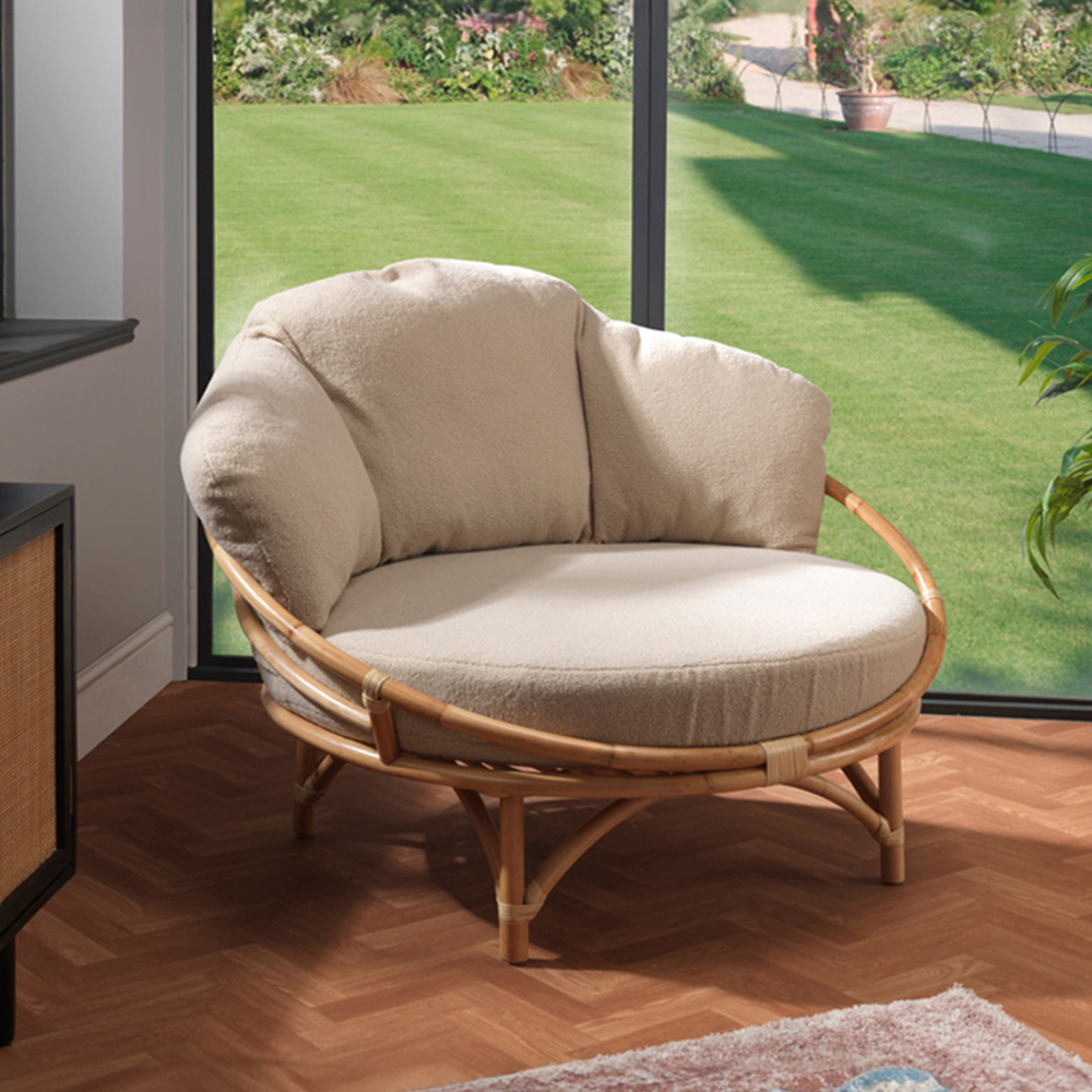 Desser Snug Cuddle Rattan Chair with Boucle Latte Cushion Image 6