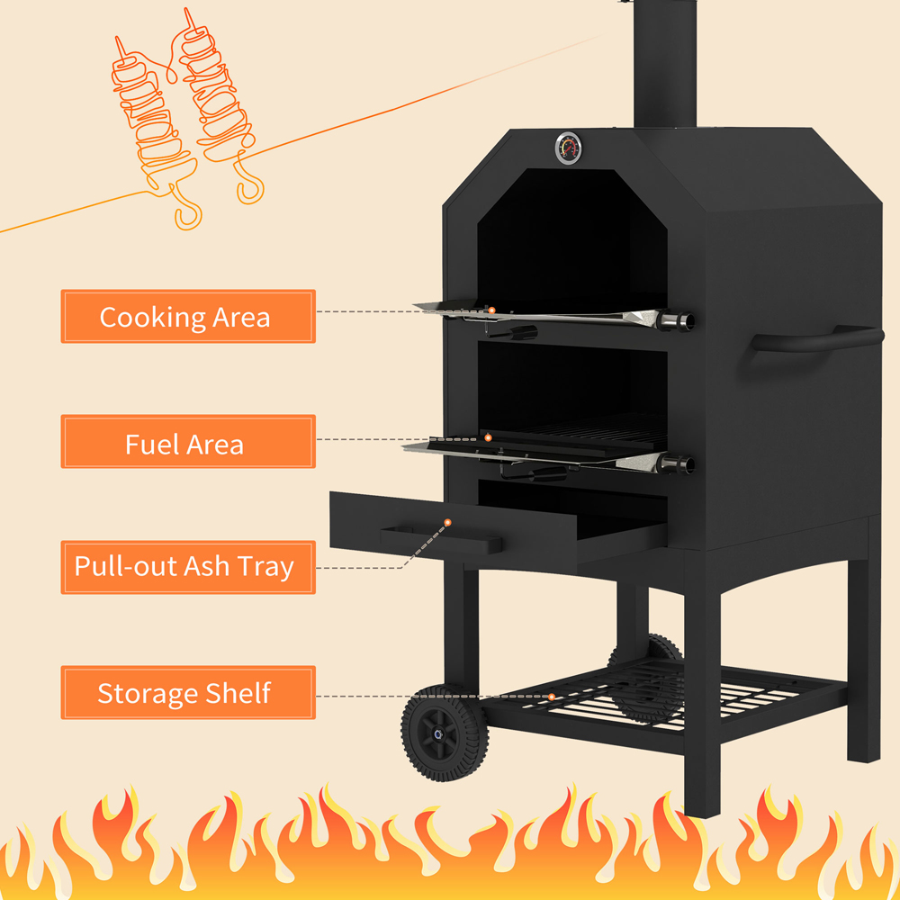 Outsunny Black 3 Tier Outdoor Pizza Oven Image 6