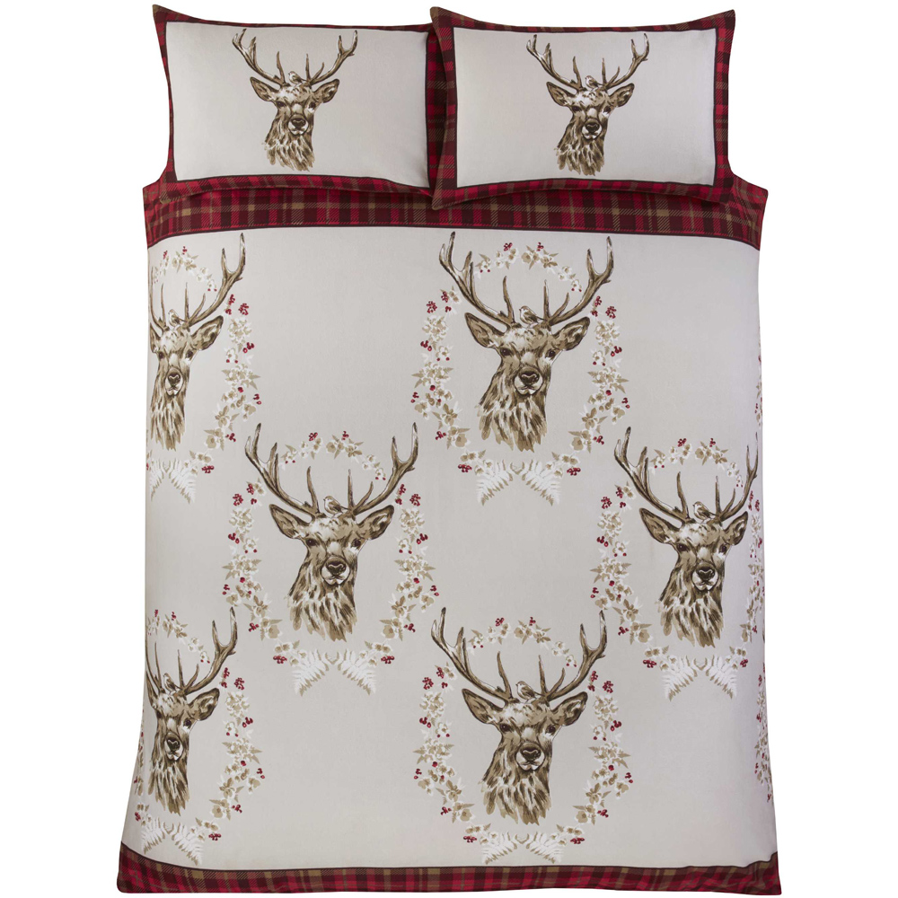 Rapport Home King Size Red Brushed Cotton New Angus Stag Duvet Set Image 3