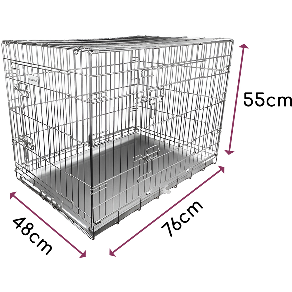 HugglePets Medium Silver Dog Cage with Metal Tray 76cm Image 5