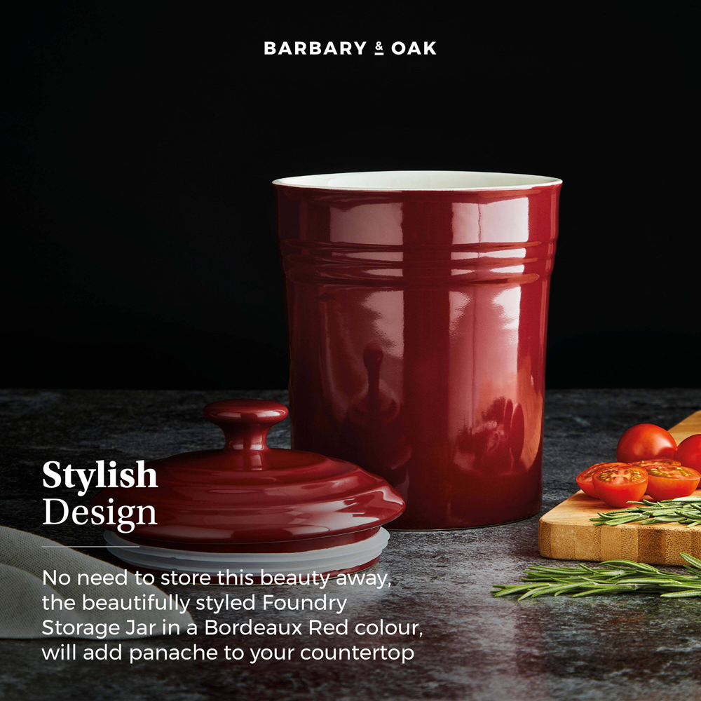 Barbary and Oak 23cm Bordeaux Red Ceramic Storage Jar Image 6