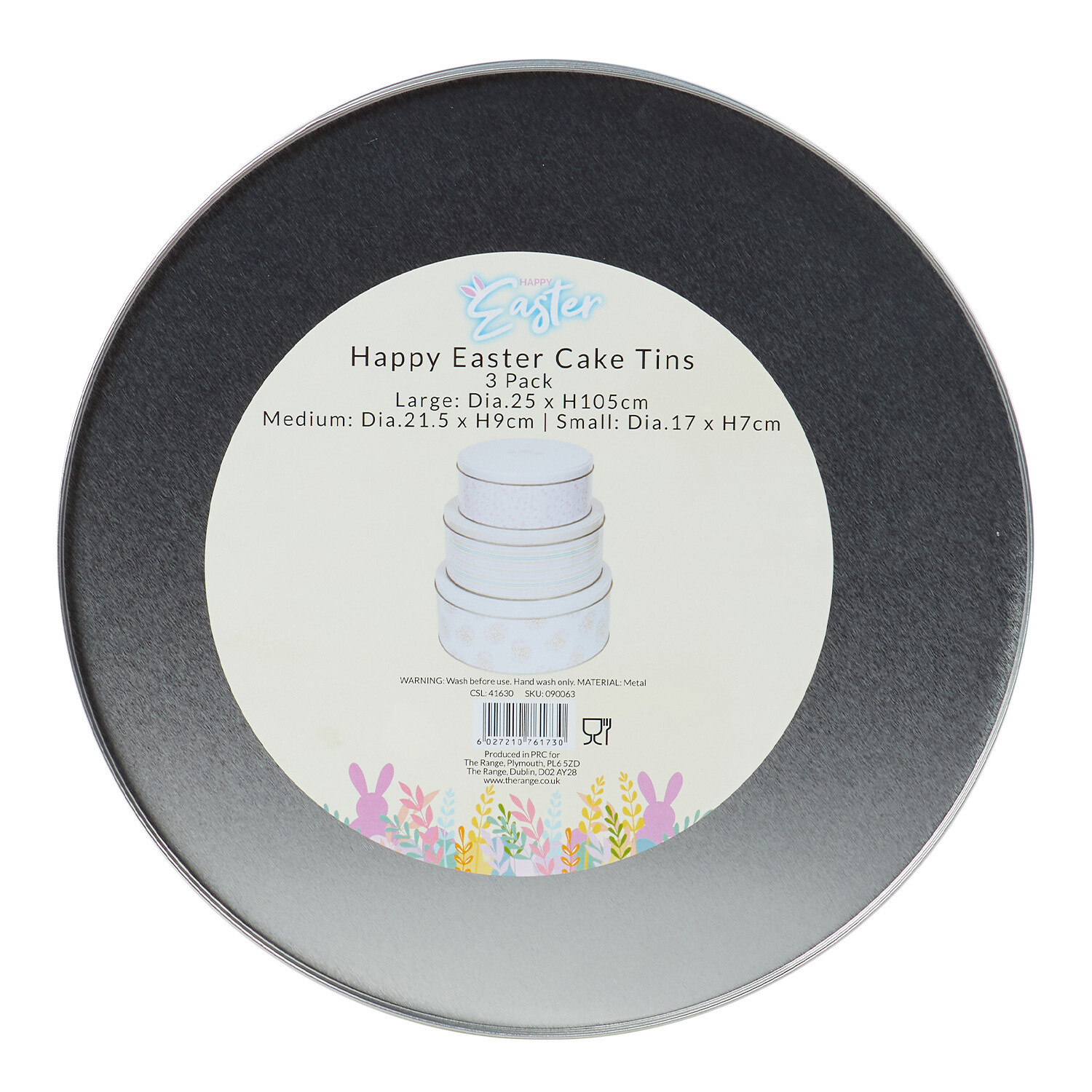 Pack of 3 Happy Easter Cake Tins - White Image 3