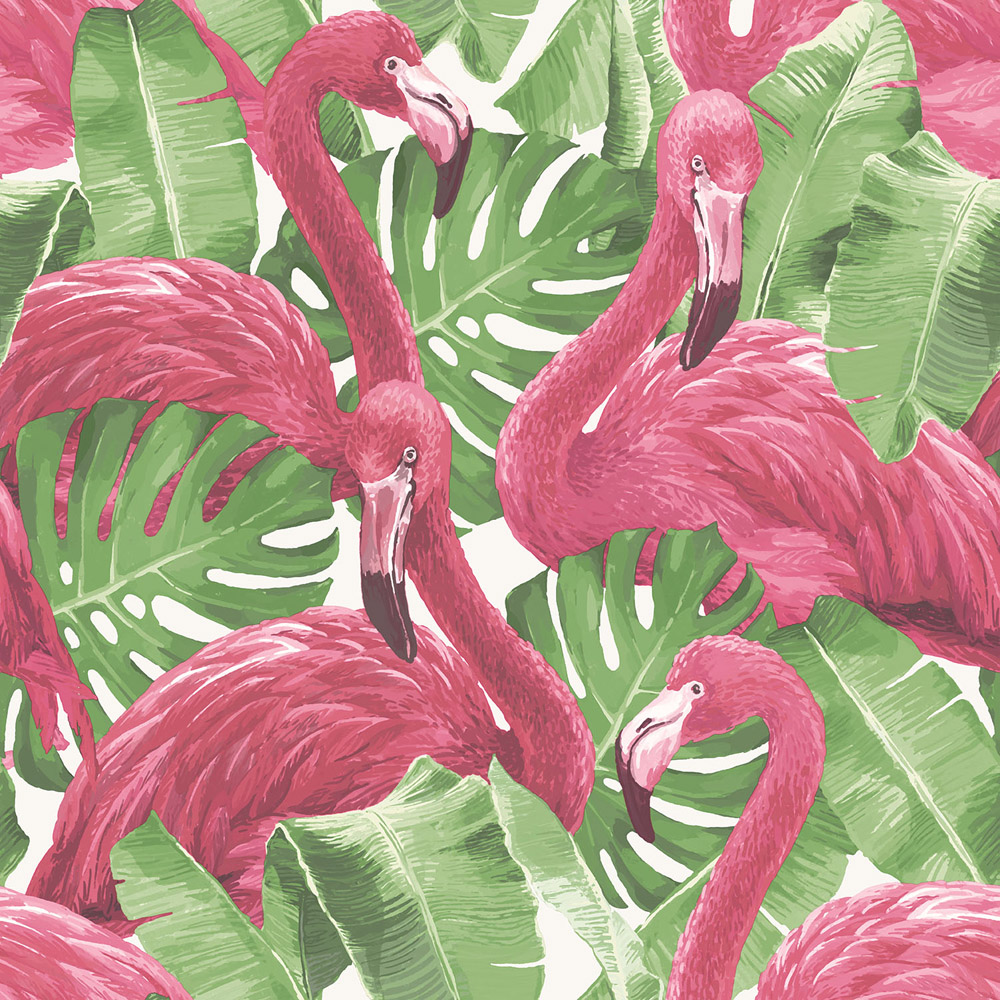 Galerie Global Fusion Flamingo Pink Wallpaper Image 1
