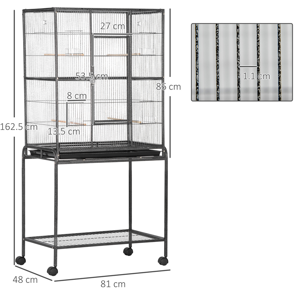 PawHut Black Wide Bird Cage with Stand Image 5
