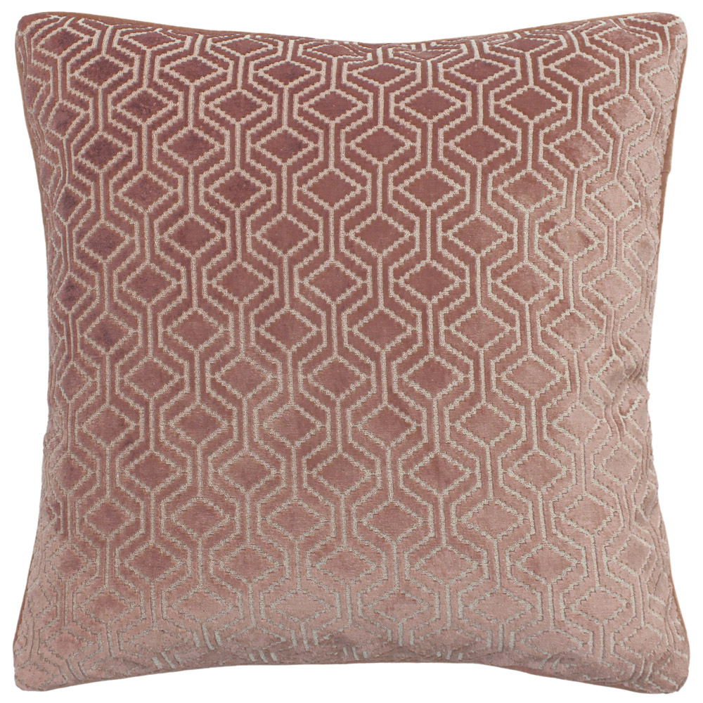 Paoletti Avenue Blush Velvet Jacquard Cushion Image 1
