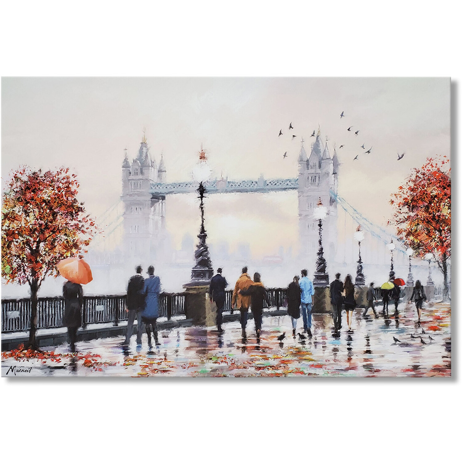 Macneil Thames Autumn Walk Canvas Wall Art Image
