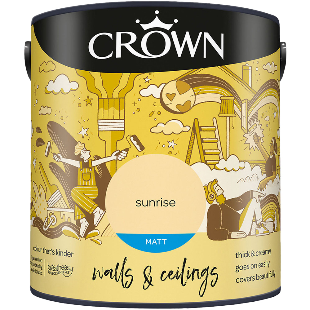 Crown Breatheasy Walls & Ceilings Sunrise Matt Emulsion Paint 2.5L Image 2