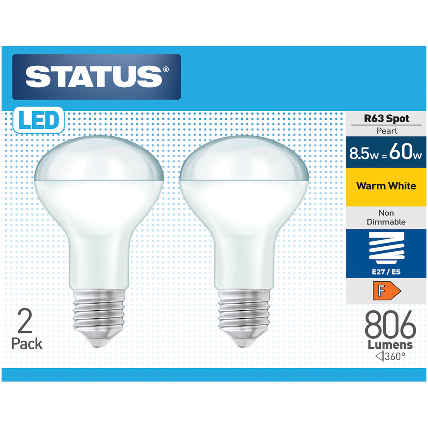 Pack of 2 Status LED 8.5W R63 Spot Lightbulbs Image 1