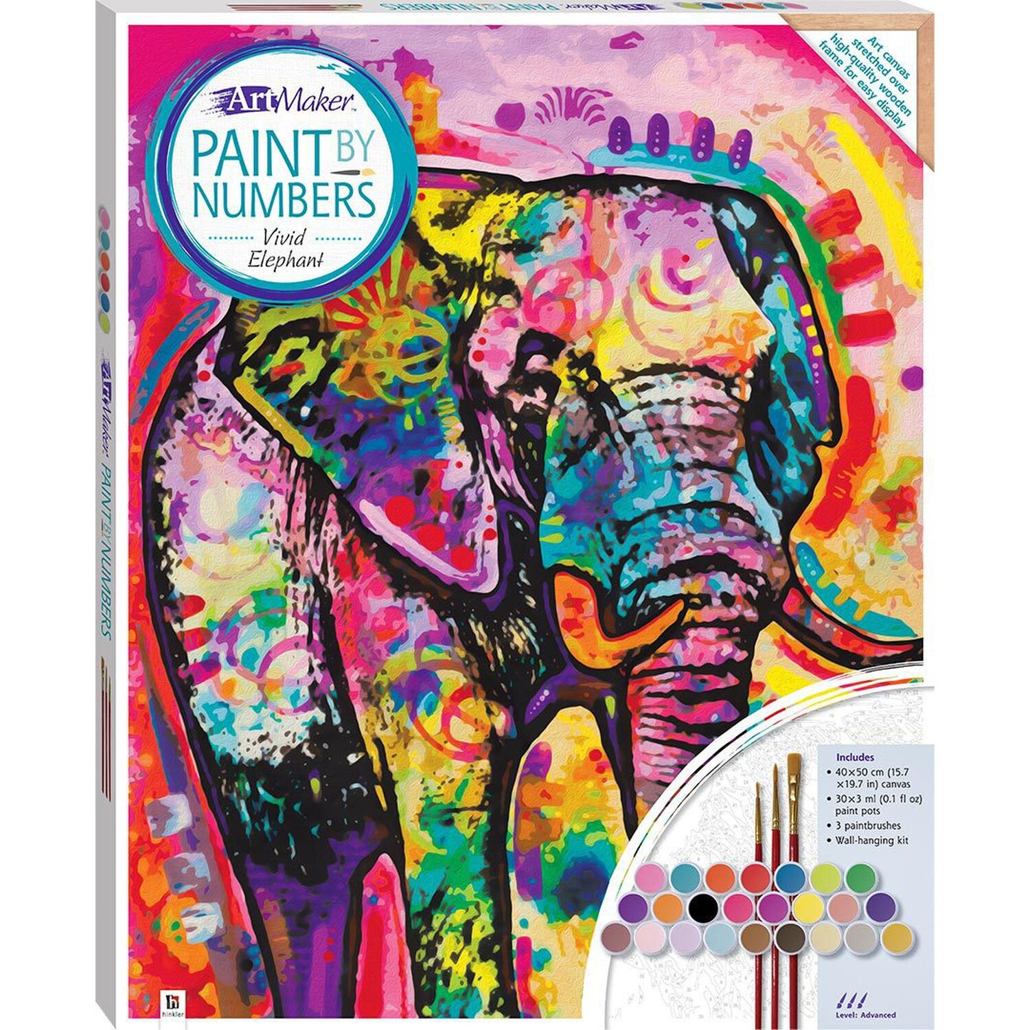 Hinkler Paint by Numbers Vivid Elephant Canvas Kit Image