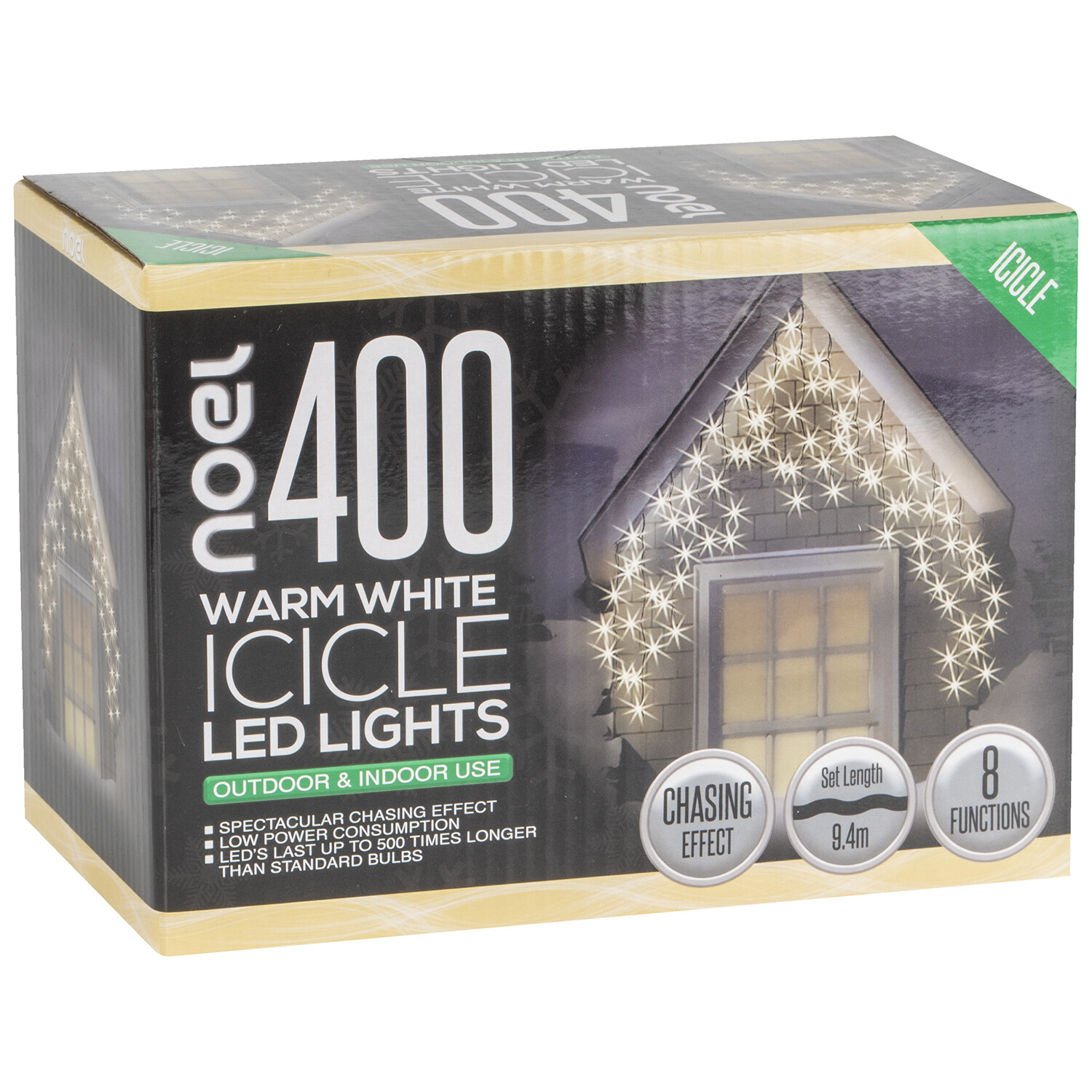 Noel 400 Warm White LED Icicle Lights Image 2