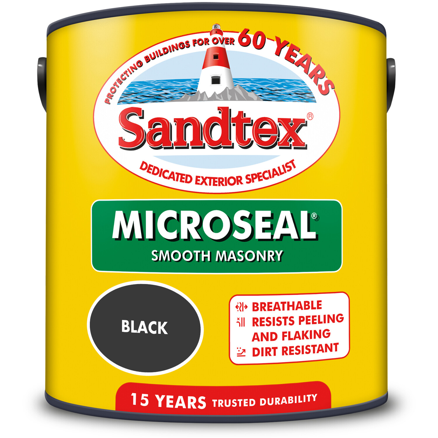Sandtex Walls Black Microseal Smooth Masonry Matt Paint 5L Image 2