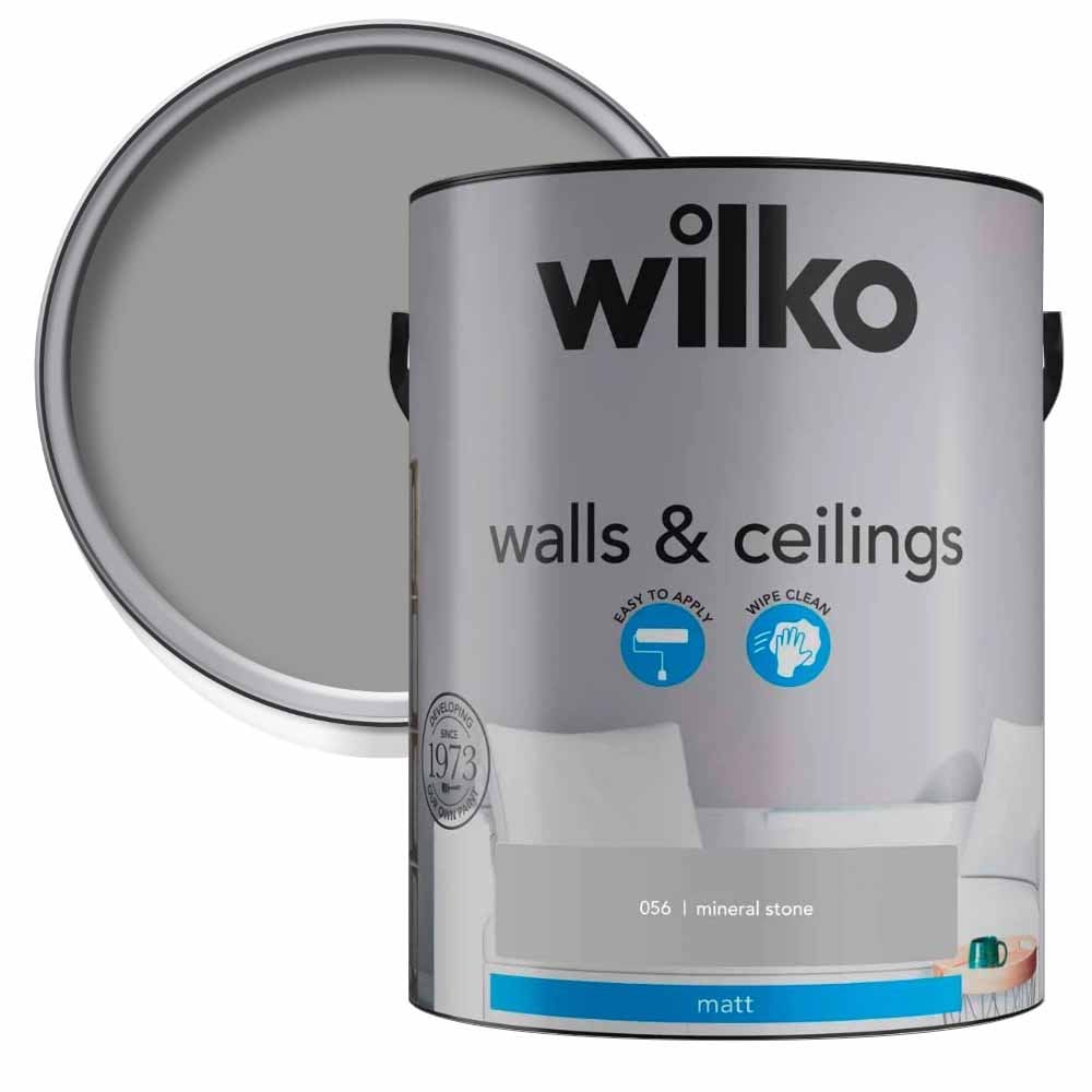 Wilko Walls & Ceilings Mineral Stone Matt Emulsion Paint 5L Image 1