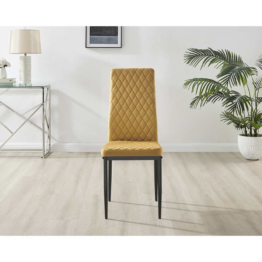 Furniturebox Valera Set of 4 Mustard Yellow and Black Velvet Dining Chair Image 3