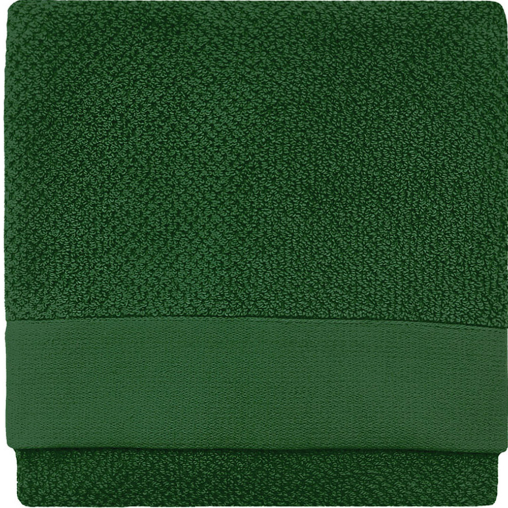 furn. Textured Cotton Dark Green Bath Towel Image 1