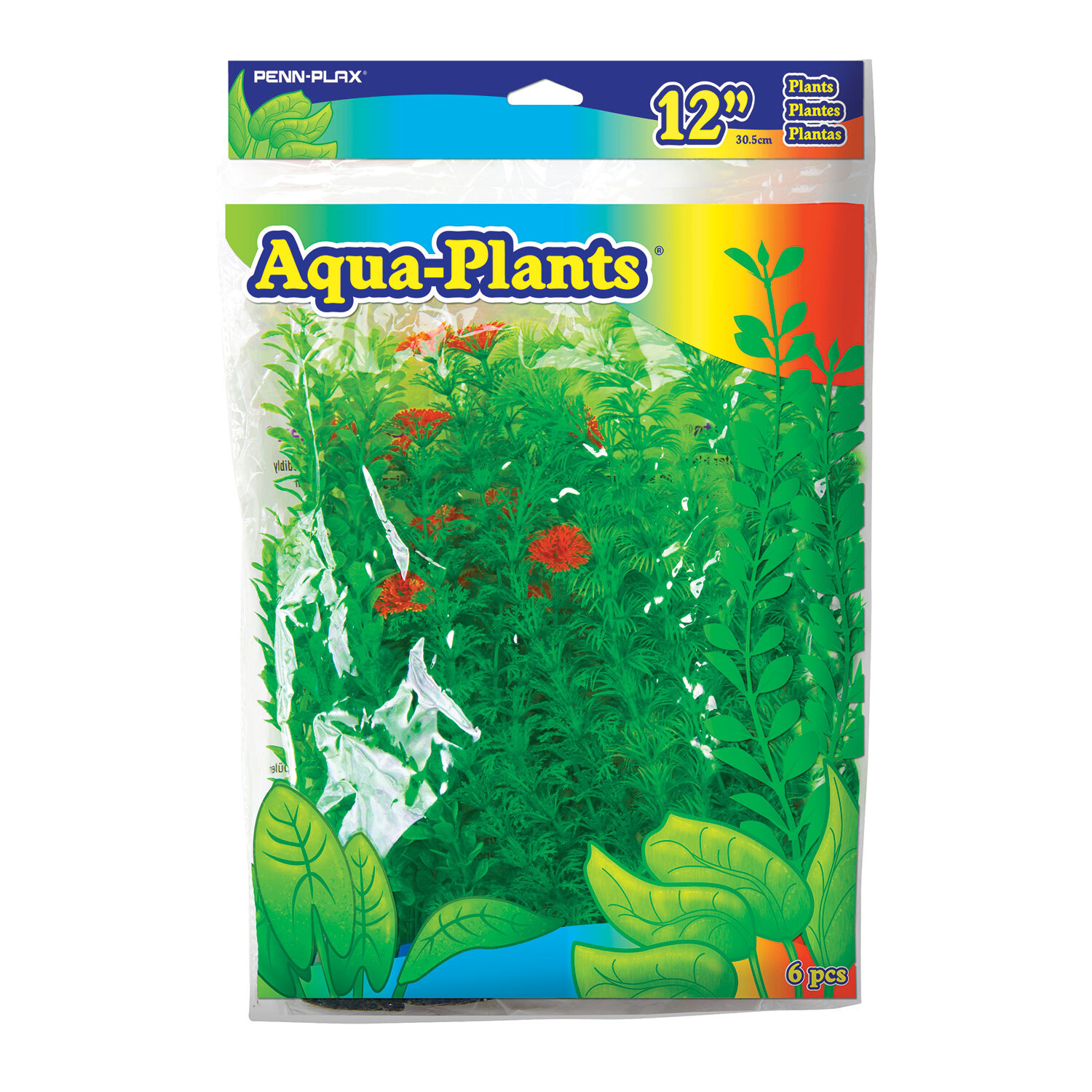 Pack of 6 12" Plastic Plants - Green Image