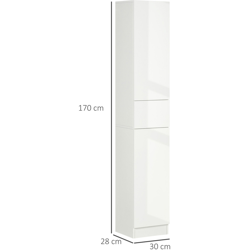 Portland 2 Door Single Drawer White Tall Bathroom Cabinet Image 8