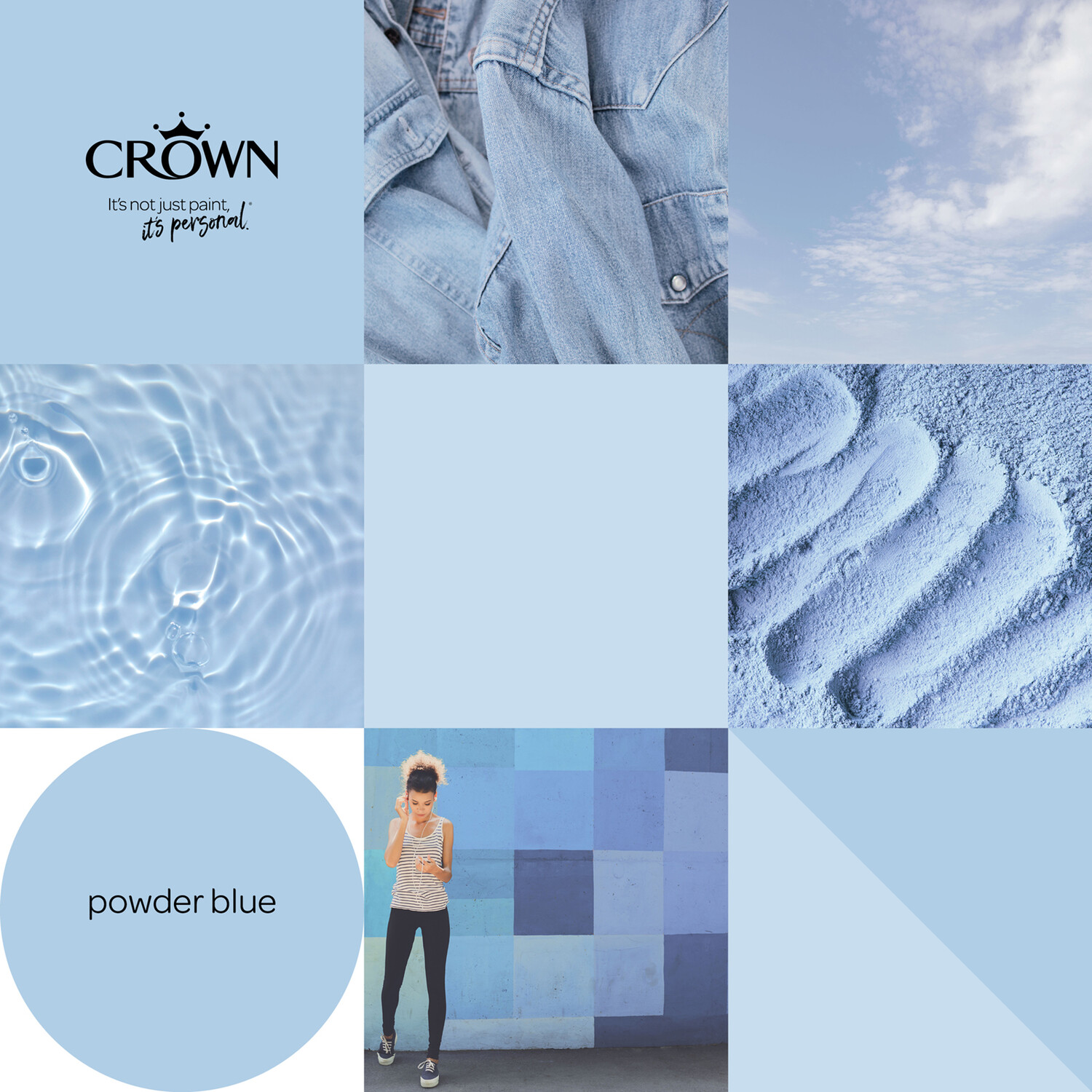 Crown Walls & Ceilings Powder Blue Mid Sheen Emulsion Paint 2.5L Image 7