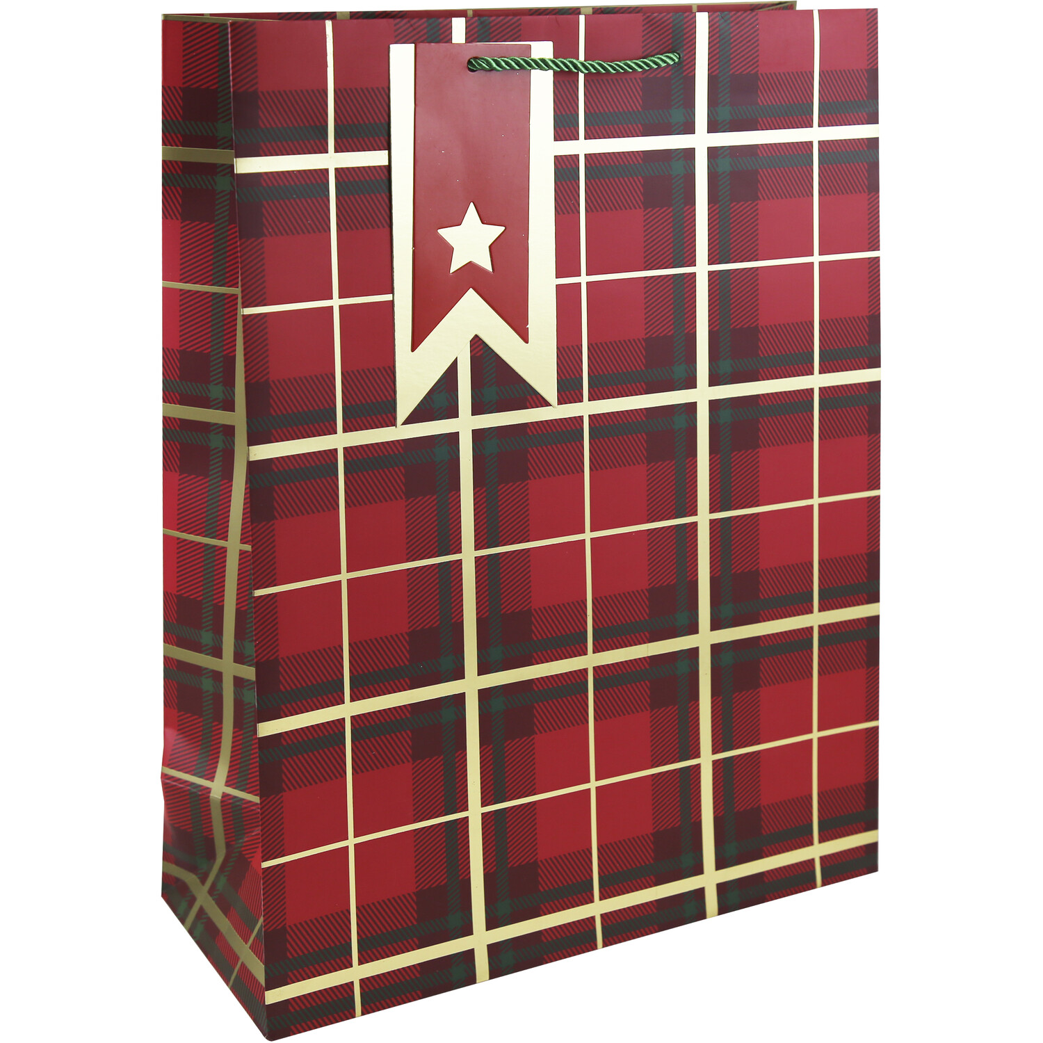 Tartan Christmas Gift Bag - Red / 45.5cm Image